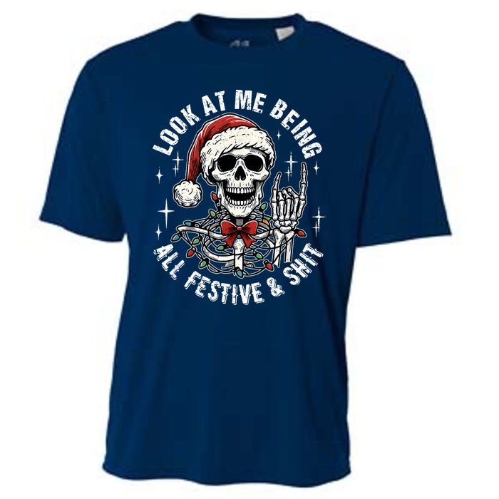 Look At Me Being All Festive And Funny Skeleton Cooling Performance Crew T-Shirt