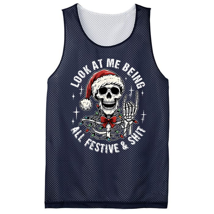 Look At Me Being All Festive And Funny Skeleton Mesh Reversible Basketball Jersey Tank