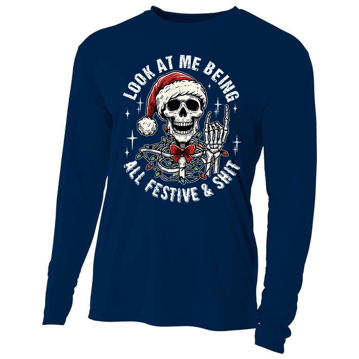 Look At Me Being All Festive And Funny Skeleton Cooling Performance Long Sleeve Crew