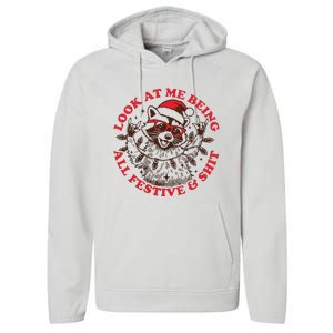 Look At Me Being All Festive Christmas Feral Girl Performance Fleece Hoodie