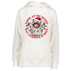 Look At Me Being All Festive Christmas Feral Girl Womens Funnel Neck Pullover Hood