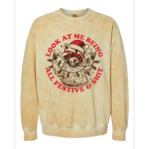 Look At Me Being All Festive Christmas Feral Girl Colorblast Crewneck Sweatshirt