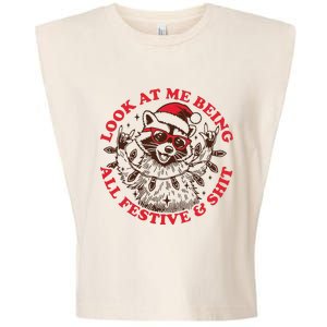 Look At Me Being All Festive Christmas Feral Girl Garment-Dyed Women's Muscle Tee