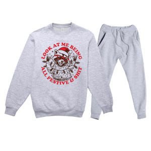 Look At Me Being All Festive Christmas Feral Girl Premium Crewneck Sweatsuit Set