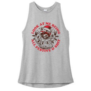 Look At Me Being All Festive Christmas Feral Girl Ladies PosiCharge Tri-Blend Wicking Tank