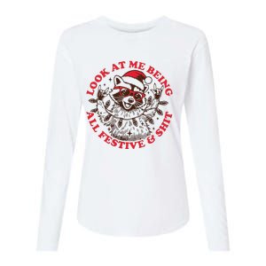 Look At Me Being All Festive Christmas Feral Girl Womens Cotton Relaxed Long Sleeve T-Shirt