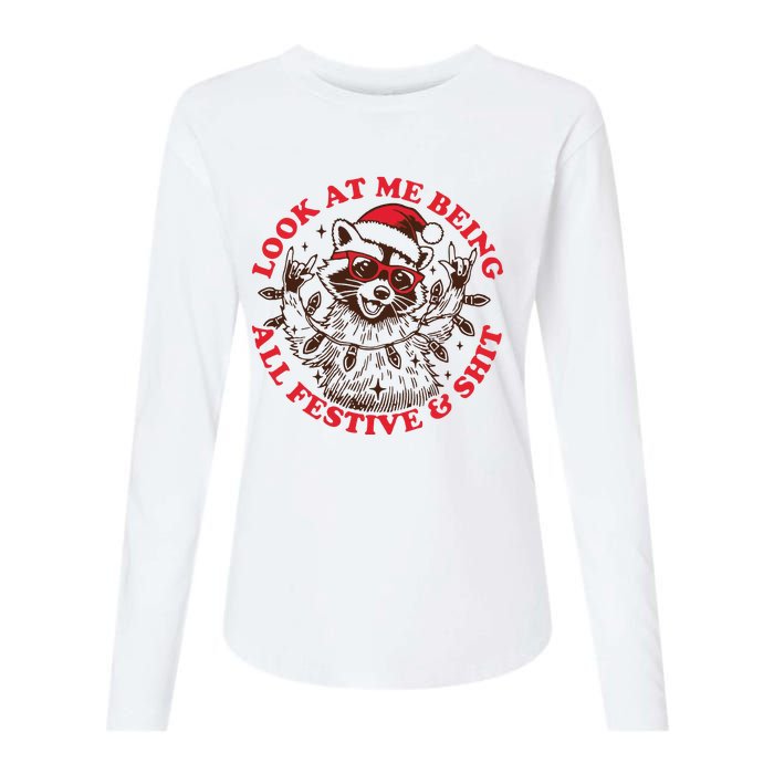 Look At Me Being All Festive Christmas Feral Girl Womens Cotton Relaxed Long Sleeve T-Shirt