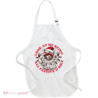 Look At Me Being All Festive Christmas Feral Girl Full-Length Apron With Pockets