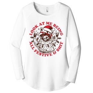 Look At Me Being All Festive Christmas Feral Girl Women's Perfect Tri Tunic Long Sleeve Shirt