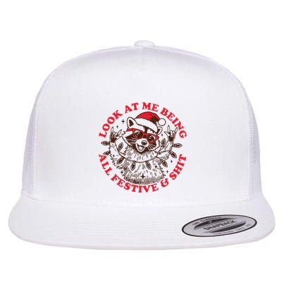 Look At Me Being All Festive Christmas Feral Girl Flat Bill Trucker Hat
