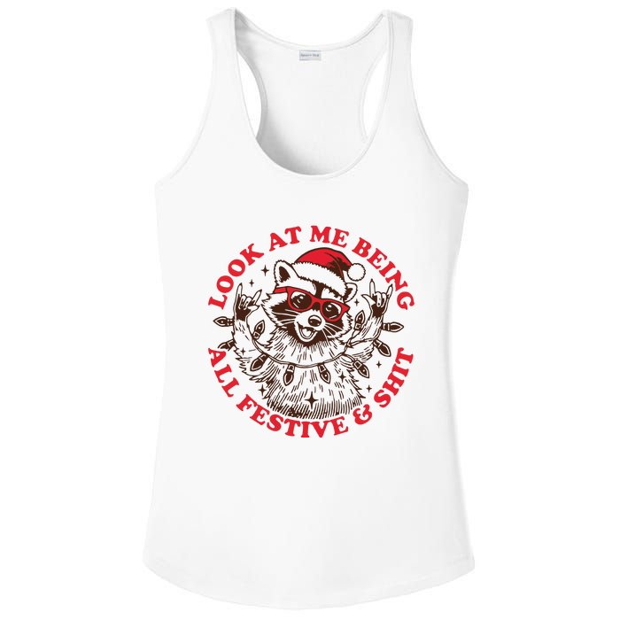 Look At Me Being All Festive Christmas Feral Girl Ladies PosiCharge Competitor Racerback Tank