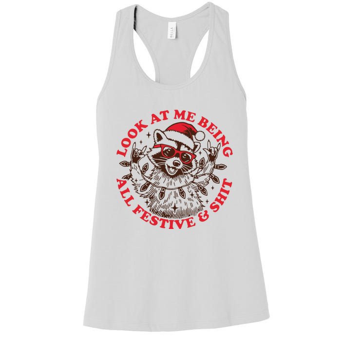 Look At Me Being All Festive Christmas Feral Girl Women's Racerback Tank