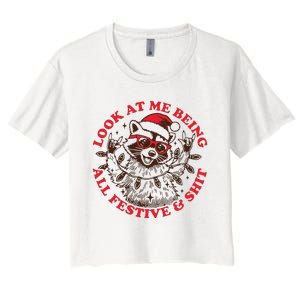 Look At Me Being All Festive Christmas Feral Girl Women's Crop Top Tee