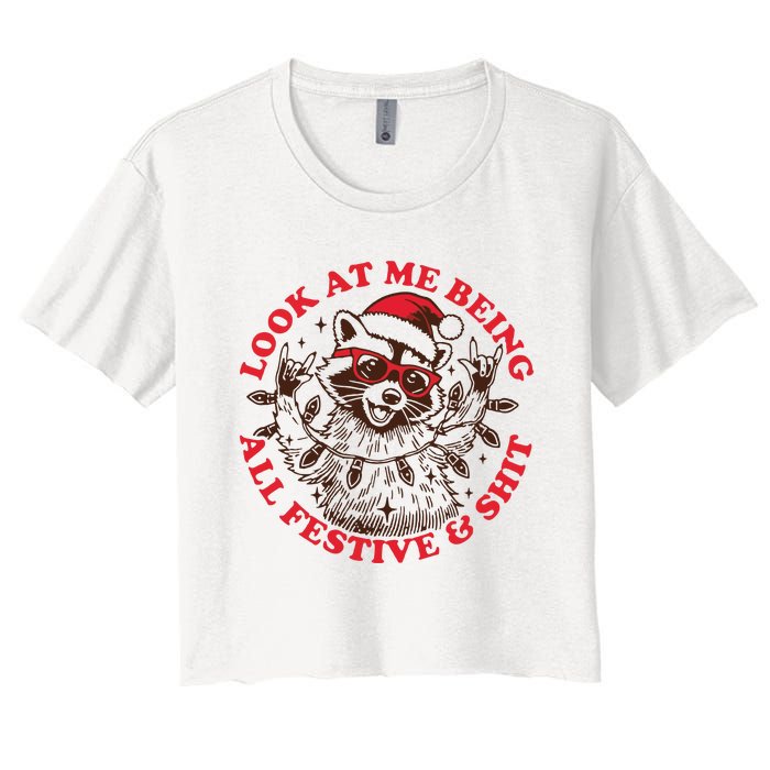 Look At Me Being All Festive Christmas Feral Girl Women's Crop Top Tee