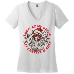 Look At Me Being All Festive Christmas Feral Girl Women's V-Neck T-Shirt