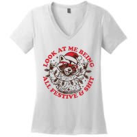 Look At Me Being All Festive Christmas Feral Girl Women's V-Neck T-Shirt