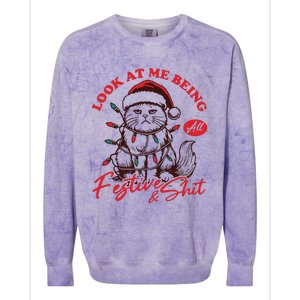 Look At Me Being All Festive Grumpy Cat Christmas Colorblast Crewneck Sweatshirt