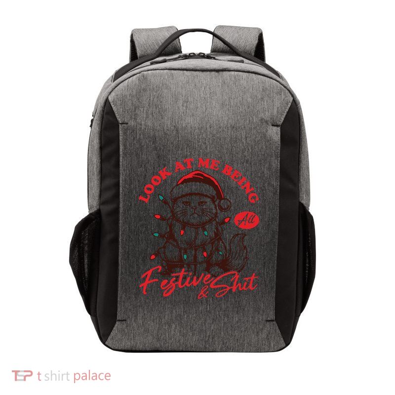 Look At Me Being All Festive Grumpy Cat Christmas Vector Backpack