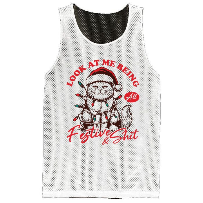 Look At Me Being All Festive Grumpy Cat Christmas Mesh Reversible Basketball Jersey Tank