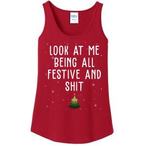 Look At Me Being All Festive And Shit Funny Christmas Ladies Essential Tank