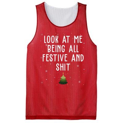 Look At Me Being All Festive And Shit Funny Christmas Mesh Reversible Basketball Jersey Tank