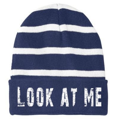 Look At Me Striped Beanie with Solid Band