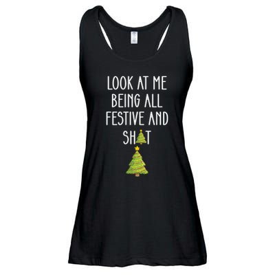Look At Me Being All Festive And Shit Funny Ladies Essential Flowy Tank
