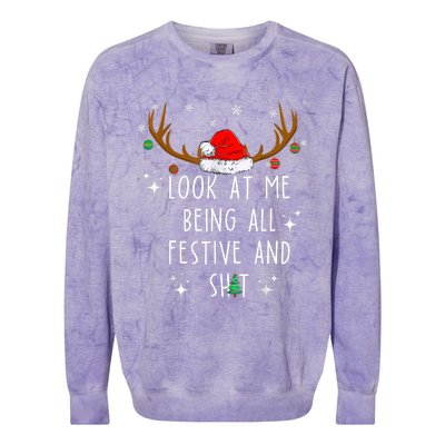 Look At Me Being All Festive And Funny Christmas Tree Colorblast Crewneck Sweatshirt