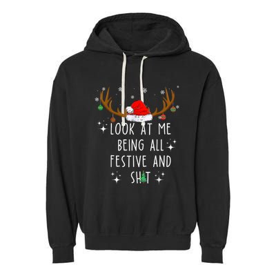 Look At Me Being All Festive And Funny Christmas Tree Garment-Dyed Fleece Hoodie