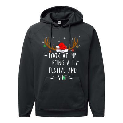 Look At Me Being All Festive And Funny Christmas Tree Performance Fleece Hoodie