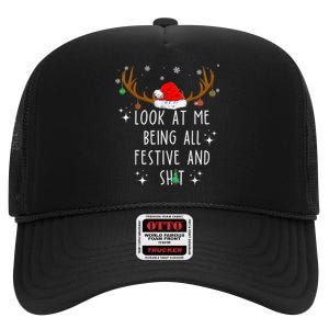 Look At Me Being All Festive And Funny Christmas Tree High Crown Mesh Back Trucker Hat