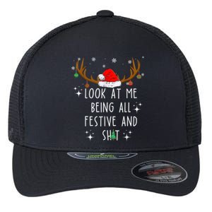 Look At Me Being All Festive And Funny Christmas Tree Flexfit Unipanel Trucker Cap