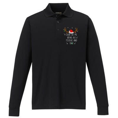 Look At Me Being All Festive And Funny Christmas Tree Performance Long Sleeve Polo