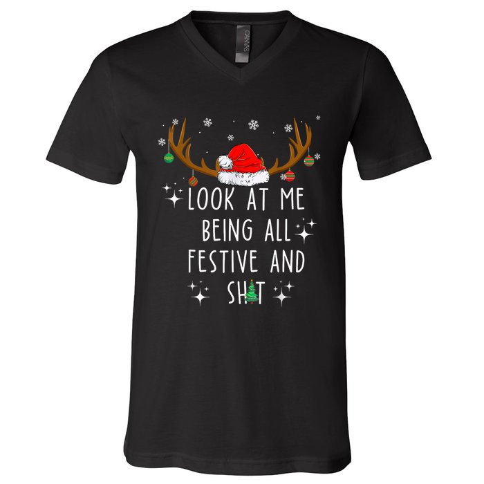 Look At Me Being All Festive And Funny Christmas Tree V-Neck T-Shirt