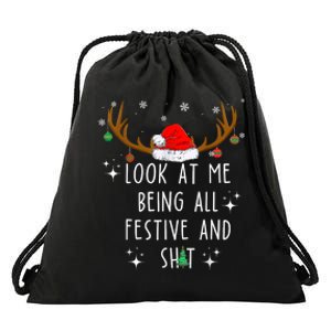 Look At Me Being All Festive And Funny Christmas Tree Drawstring Bag