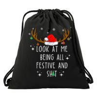 Look At Me Being All Festive And Funny Christmas Tree Drawstring Bag