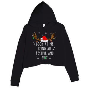 Look At Me Being All Festive And Funny Christmas Tree Crop Fleece Hoodie