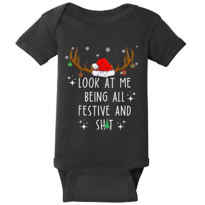 Look At Me Being All Festive And Funny Christmas Tree Baby Bodysuit