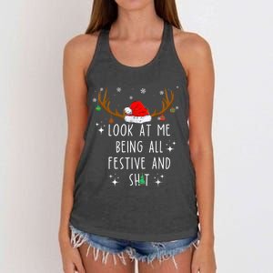 Look At Me Being All Festive And Funny Christmas Tree Women's Knotted Racerback Tank