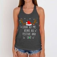 Look At Me Being All Festive And Funny Christmas Tree Women's Knotted Racerback Tank