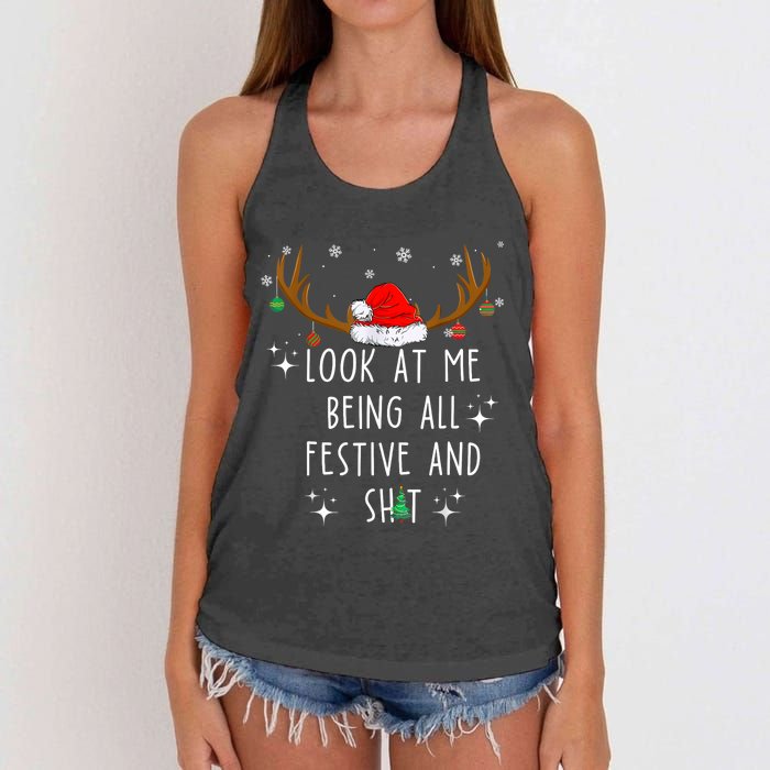 Look At Me Being All Festive And Funny Christmas Tree Women's Knotted Racerback Tank