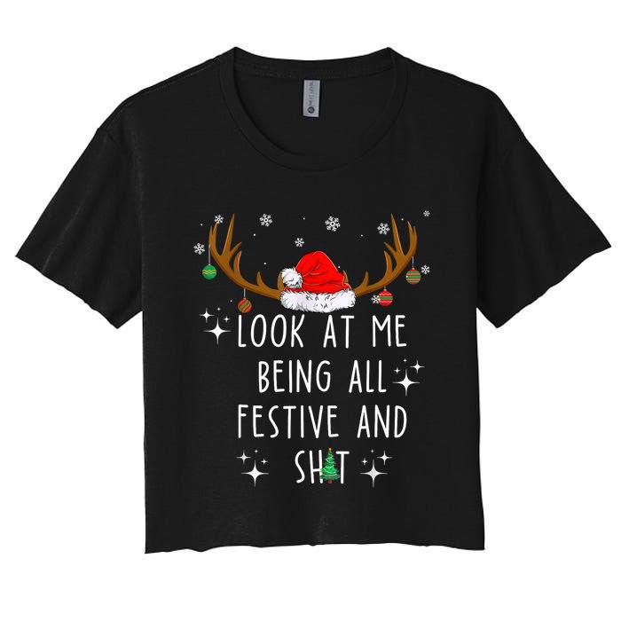 Look At Me Being All Festive And Funny Christmas Tree Women's Crop Top Tee