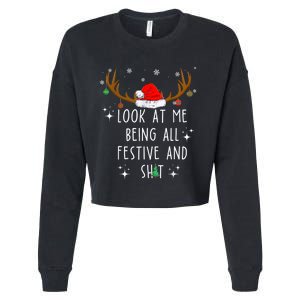 Look At Me Being All Festive And Funny Christmas Tree Cropped Pullover Crew