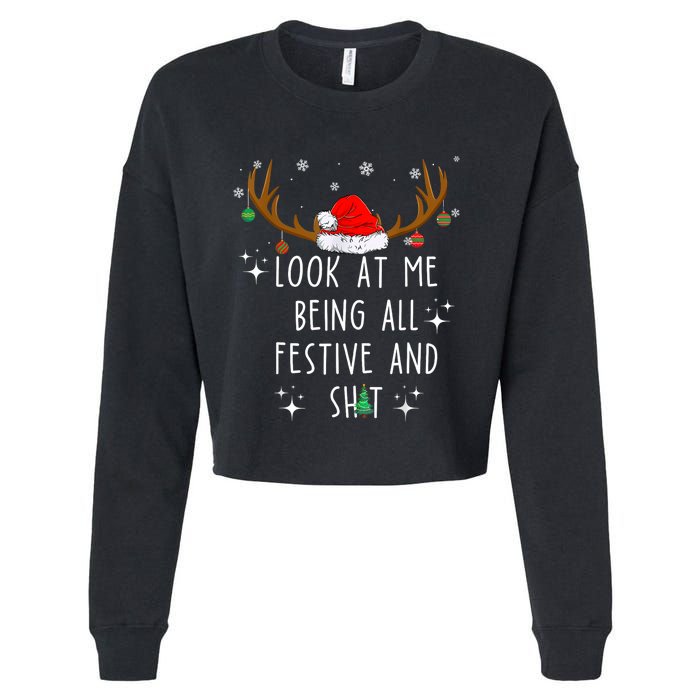 Look At Me Being All Festive And Funny Christmas Tree Cropped Pullover Crew