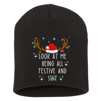 Look At Me Being All Festive And Funny Christmas Tree Short Acrylic Beanie