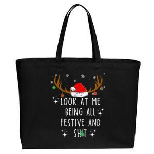 Look At Me Being All Festive And Funny Christmas Tree Cotton Canvas Jumbo Tote