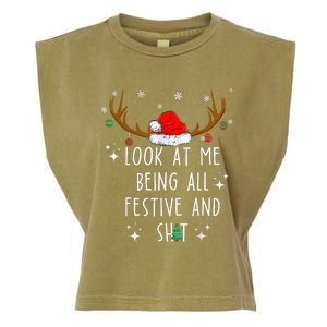 Look At Me Being All Festive And Funny Christmas Tree Garment-Dyed Women's Muscle Tee