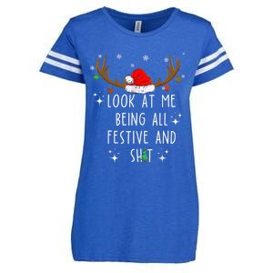 Look At Me Being All Festive And Funny Christmas Tree Enza Ladies Jersey Football T-Shirt