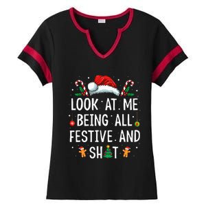 Look At Me Being All Festive And Funny Christmas Ladies Halftime Notch Neck Tee