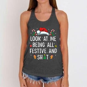 Look At Me Being All Festive And Funny Christmas Women's Knotted Racerback Tank